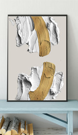 现代抽象金色油画玄关装饰画