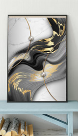 北欧风烁金抽象线条装饰无框画