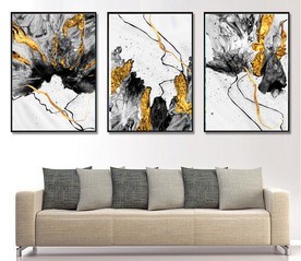 烁金抽象金色水墨油画装饰画