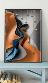 现代爱马仕立体纸艺玄关装饰画