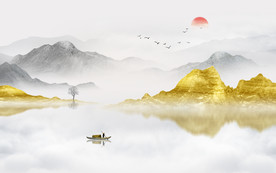 中式水墨山水画