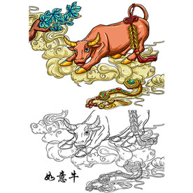 牛年中国风国潮插画