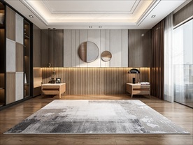 现代极简卧室背景墙效果图