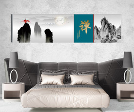 新中式抽象水墨山水风景床头画