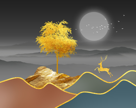 抽象山水电表箱晶瓷画