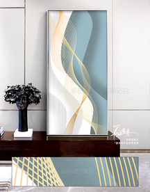 蓝色抽象立体线条玄关装饰画