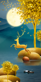 石来运转玄关装饰画晶瓷画