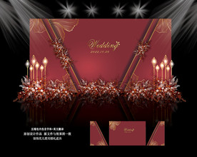 酒红色婚礼效果图