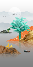 金色山水玄关晶瓷画