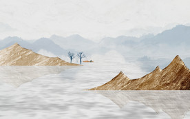 新中式水墨山水背景墙