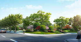 道路景观绿化效果图