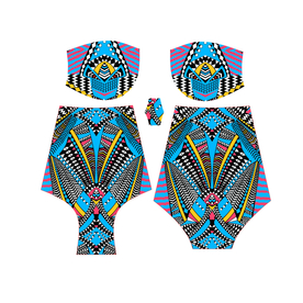 蓝色民族定位花型