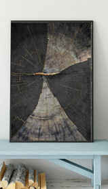 现代烁金水墨金色年轮木纹装饰画