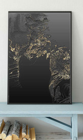 现代抽象金色烁金几何油画装饰画