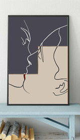 现代北欧风抽象人物线条装饰画