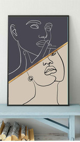 现代北欧风抽象人物线条装饰画