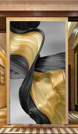 北欧风抽象金色飘带玄关装饰画