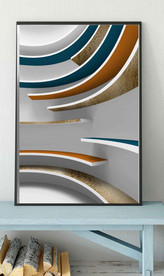 北欧爱马仕抽象几何空间装饰画