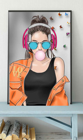 现代爱马仕时尚美女玄关装饰画