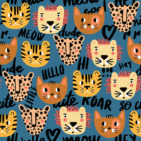 卡通 动物 字母 老虎头 狮子