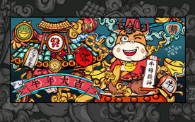 牛年国潮插画