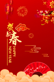 梅花灯笼新年海报