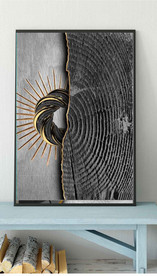 现代烁金水墨金色年轮木纹装饰画