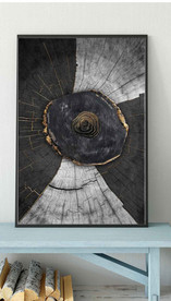 现代烁金水墨金色年轮木纹装饰画