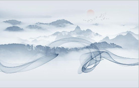 新中式抽象水墨山水风景背景墙