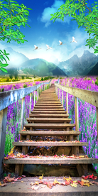 熏衣草立体风景玄关装饰画