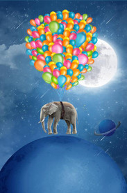 现代北欧抽象大象儿童房装饰画