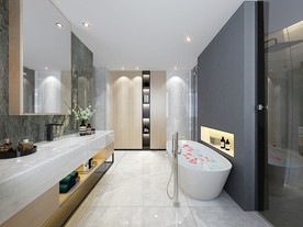 岩板瓷砖空间效果图 阿萨勒白