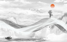 大理石山水电视背景墙