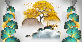 轻奢麋鹿装饰画