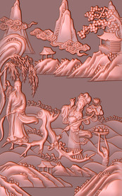 中式山水铜雕玄关