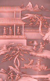 古代山水浮雕壁画