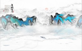 新中式水墨山水国画电视背景墙