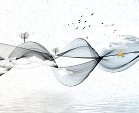 线条 水墨山水图片