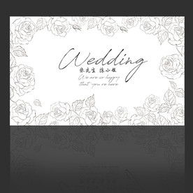 简约手绘线描玫瑰花婚礼背景