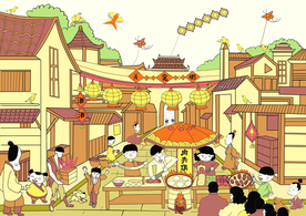 肉夹馍插画横幅广告宣传墙绘图案