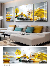 石来运转一鹿高升装饰画