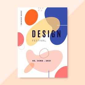 简约几何拼色图案海报