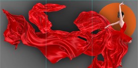 爱马仕现代时尚红裙美女装饰画