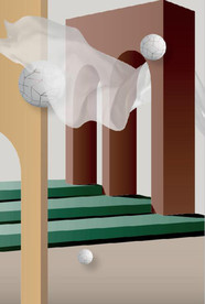 现代北欧3D建筑空间玄关装饰画