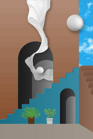 现代北欧3D建筑空间玄关装饰画