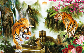 猛虎下山中式背景墙