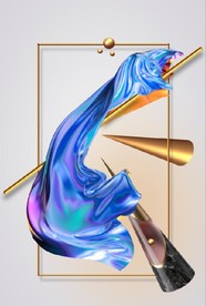 晶瓷现代抽象几何油画玄关装饰画