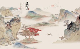 新中式千里江山水墨国画背景墙