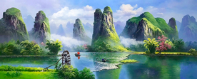 桂林山水油画