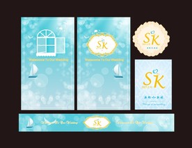 蓝色婚礼背景  汽泡背景